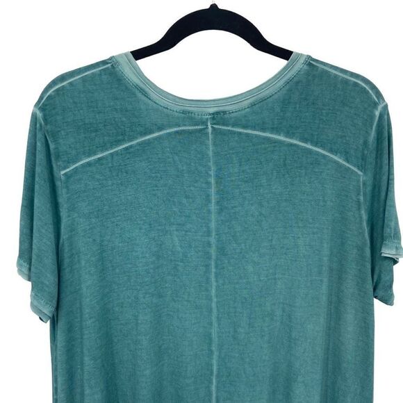 UMGEE Oversized Washed V-Neck Tee Chest Pocket Dress in Peacock Green Small - Picture 8 of 9